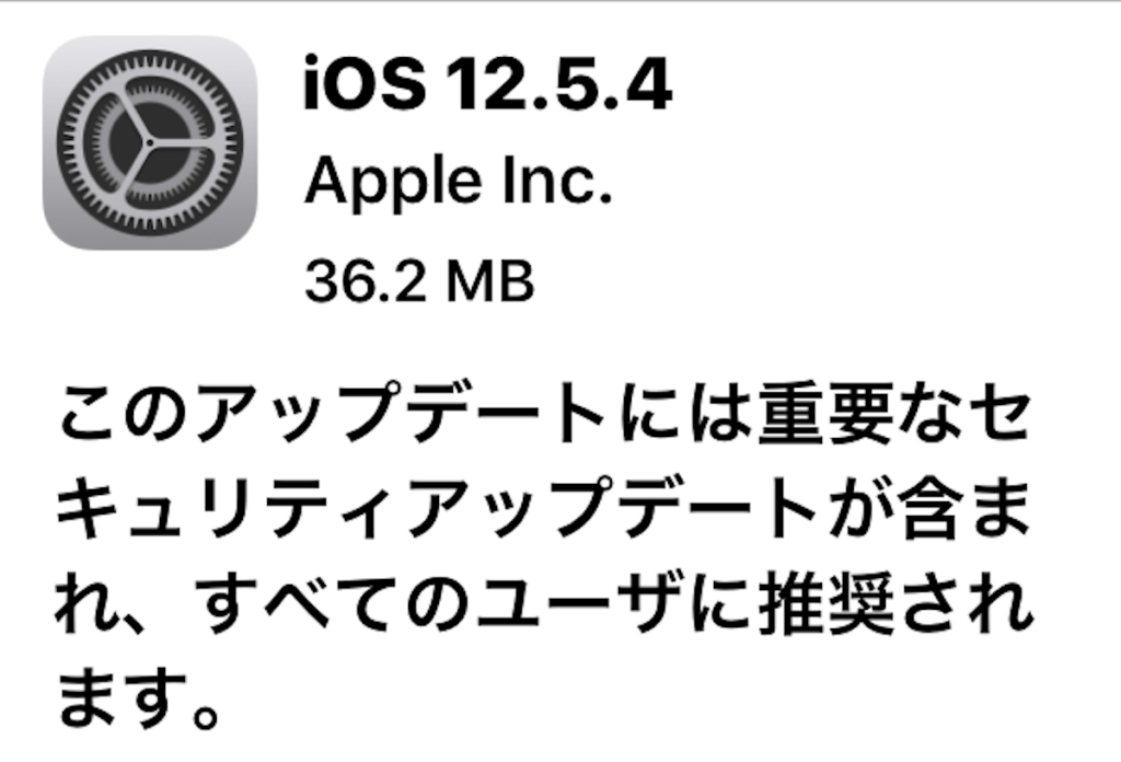 iOS12.5.4アップデートでiPhoneもセキュリティUP